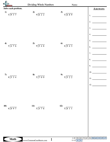 Division Worksheets - 3 ÷ 1 (w/remainder) worksheet